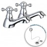 Sterling Traditional Chrome Bathroom Bath Taps Hot & Cold Pair & Retainer Waste
