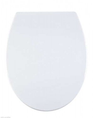 Aqualona Soft Close Universal Quick Release WC Toilet Seat with Non-Rust Chrome Hinges, Plastic, White