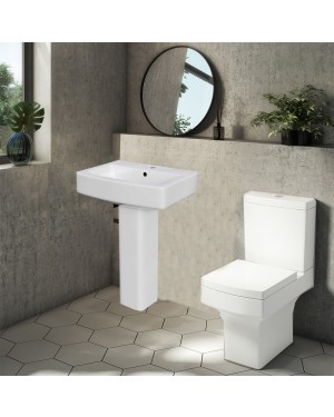 Toilet Pan & Cistern Set Including Basin/Sink & Pedestal (Short Projection)