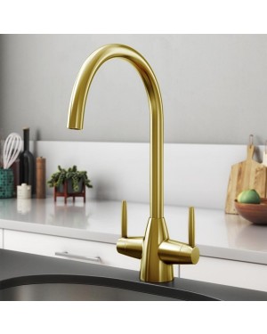Kitchen Sink Lever Mixer Tap RUMBA Traditional Brushed Gold