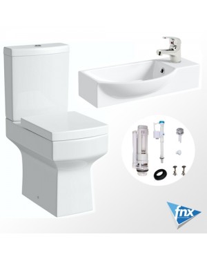 Cloakroom Bathroom Suite with Close Coupled Toilet and Wall Hung Wash Basin Sink