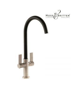 Moss & Britten Casino Designer Kitchen Sink Mixer Tap Brushed Steel/Black