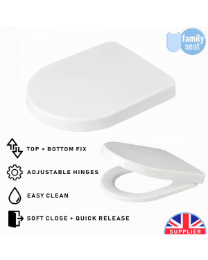 Luxury Soft Closing Middle D Shaped Toilet Seat with TOP & BOTTOM Fixings