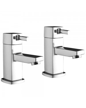 Rossi Modern Square Lever BATH Taps Chrome Pair Bathroom Solid Brass Hot & Cold