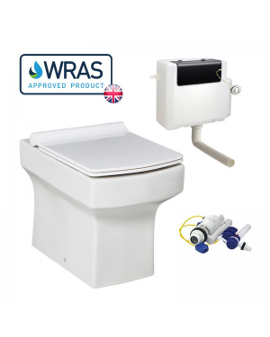 Square Back To Wall Toilet Pan With Seat & Concealed Cistern