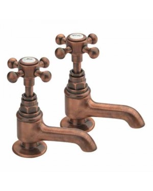 Moss & Britten Traditional Basin Sink Taps Old Copper Made in Italy