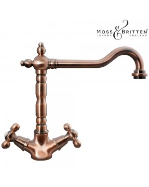 Moss & Britten Traditional French Classic Mono Kitchen Sink Tap Antique Copper