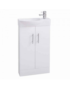White Modern Slimline 500mm Bathroom Cloakroom Vanity Sink Basin Unit Cabinet