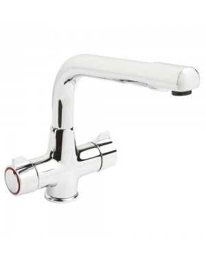 Chrome Kitchen Sink Mixer Tap Cruciform Swivel Spout Luxury Dual Lever Modern