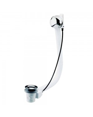 Concealed Bath Overflow Pop-Up Plug Waste & Twist Chrome Handle & Plastic Pipe