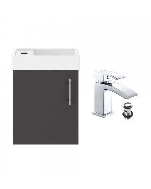 Anthracite Grey 400 Wall Hung Vanity Unit & Lucia Basin Tap