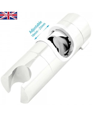 White Shower Rail Head Slider Holder Adjustable 18mm to 25mm Universal Bracket