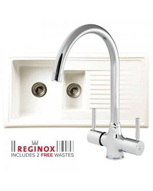 Reginox Kitchen Sink Ceramic Reversible Inset 1.5 Bowl & THAMES Tap