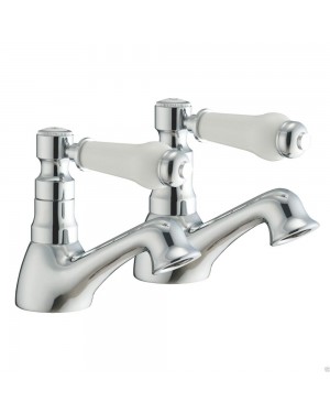 1/4 Turn Antique Victorian Style Chrome Bathroom Hot & Cold Basin Taps (bloom)