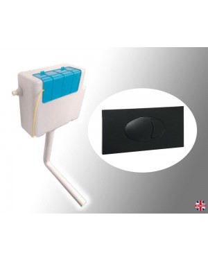 Concealed Toilet Cistern including Large Dual Flush Black Push Button 
