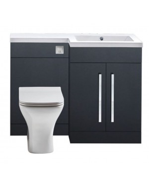 1100mm Right Hand L Shape Dark Grey Bathroom Furniture Vanity Unit NO WC included