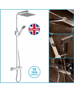 Square Shower Modern Over Head Thermostatic Chrome Bathroom Adjustable Height