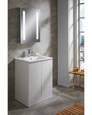 Bathroom Vanity Unit 500mm ROTHES Two Door White - Handleless