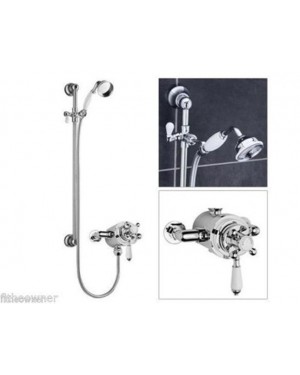 Traditional Dual Exposed Thermostatic Shower Mixer and Rail Kit