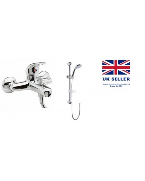 Wall Mounted Bath Shower Mixer Tap Including Slide Rail Kit Chrome