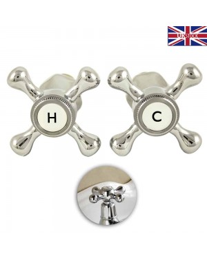 TRADITIONAL STYLE CROSS HEADS REPLACEMENT BASIN SINK TAP CONVERSION KIT C/P 1/2"