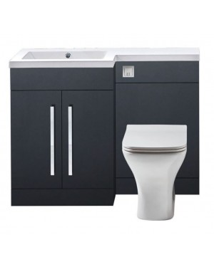 1100mm Left Hand L Shape Dark Grey Bathroom Furniture Vanity Unit NO WC included