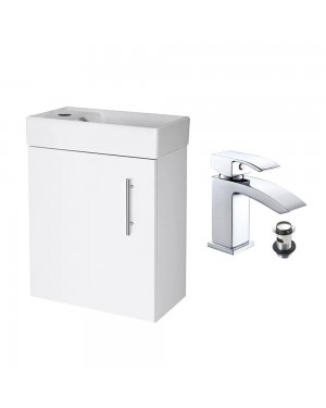 Gloss White 400 Wall Hung Vanity Unit & Lucia Basin Tap