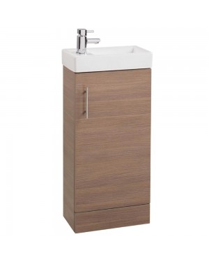 Modern Oak Cloakroom Bathroom 400mm Vanity Unit & Basin Sink Floor Standing