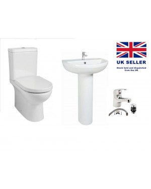 Rimless Revive Toilet & Seat Including Basin & Pedestal With Tap & Waste