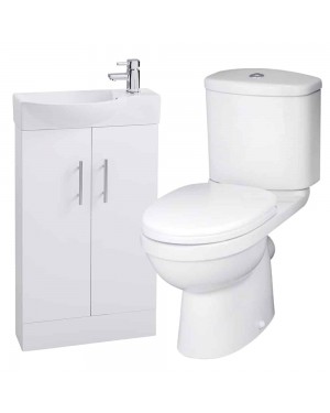 White 500 Slimline Vanity Unit & Toilet With Tap
