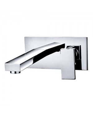Luxury Modern Chrome Square Wall Mounted Bathroom Basin Sink Lever Mixer Tap