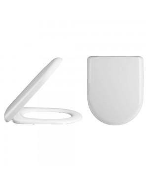 White Soft Close WC Toilet Seat D Shape Top Fix Adjustable Hinges Chrome